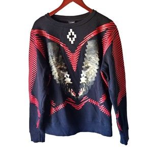 Marcelo Burlon Small Sweatshirt Split Face Gorilla Red Stripe Crewneck Black